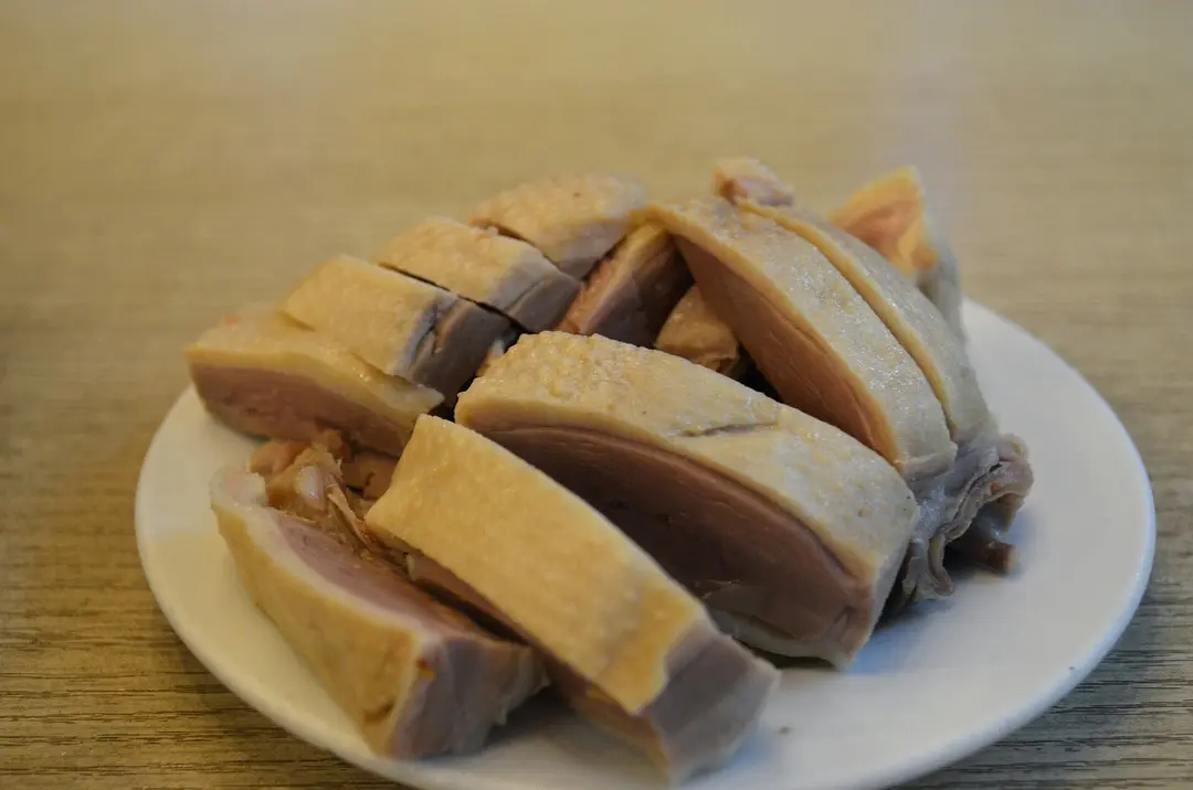 Sliced Nanjing salted duck on a white plate